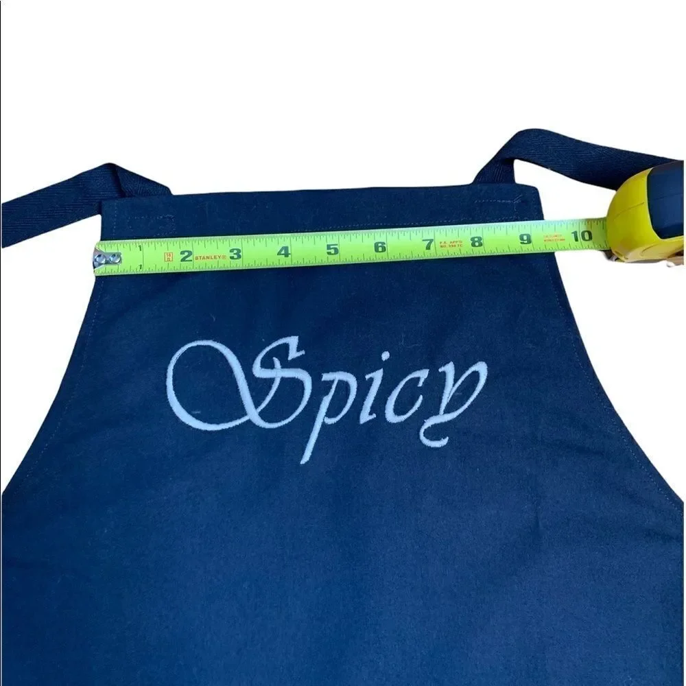 At Home with Susan Fleming personality apron “Sweet” black with tan thread
